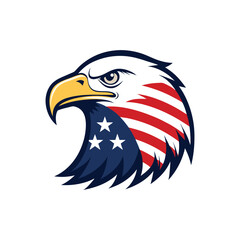 vector illustration of USA flag painted eagle head for patriotic day isolated on white background