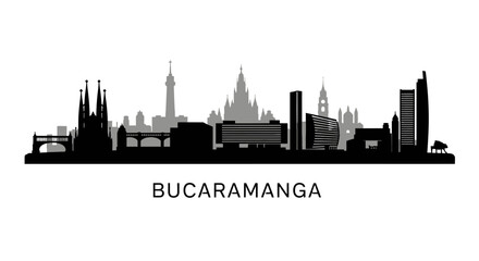 Naklejka premium Bucaramanga skyline with Colombia Black silhouette.