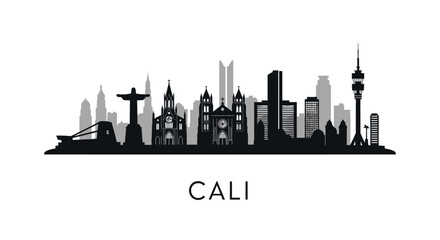 Obraz premium Cali with Colombia Skyline Silhouette Cityscape Icon.
