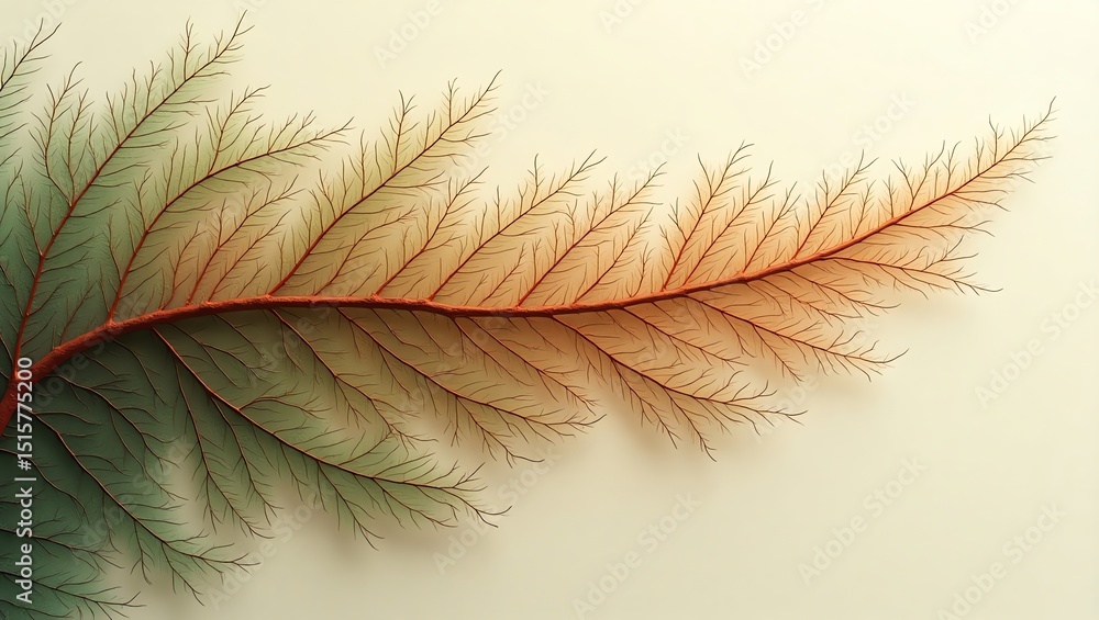 Poster abstract branch design with gradual color transition on cream background