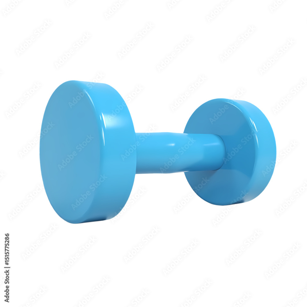 Poster a single light blue dumbbell isolated in a with soft lighting isolated on transparent background