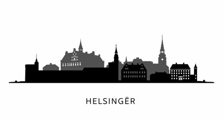 Fototapeta premium Helsingr skyline with Denmark Cityscape silhouette.