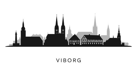 Fototapeta premium Viborg Skyline Denmark City Silhouette Vector.
