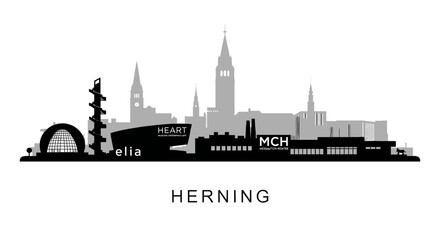 Obraz premium Herning Cityscape Silhouette Minimal Urban View.