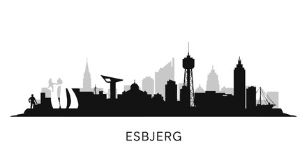 Fototapeta premium Esbjerg with Denmark City skyline silhouette.
