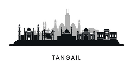 Fototapeta premium Tangail with Bangladesh Skyline Silhouette Vector.