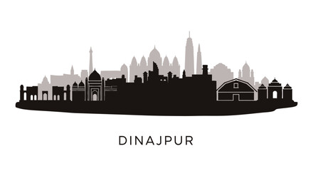 Naklejka premium Dinajpur Bangladesh Cityscape Skyline Silhouette.