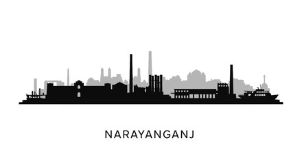 Narayanganj Bangladesh City Skyline Silhouette.