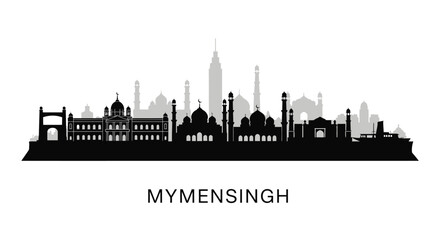 Naklejka premium Mymensingh skyline with Bangladesh City silhouette.
