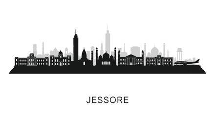 Obraz premium Jessore skyline silhouette vector with Bangladesh.