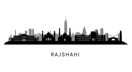 Obraz premium Rajshahi Skyline Silhouette with Bangladesh, and Cityscape.