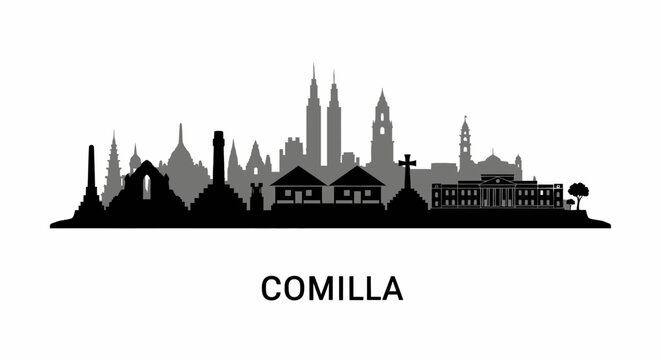 Comilla with Bangladesh, Skyline Silhouette, and Cityscape.