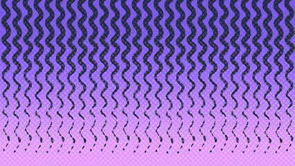 ポップな紫ピンクグラデーション背景に黒い波線とドットのフェードパターン - 漫画動画素材