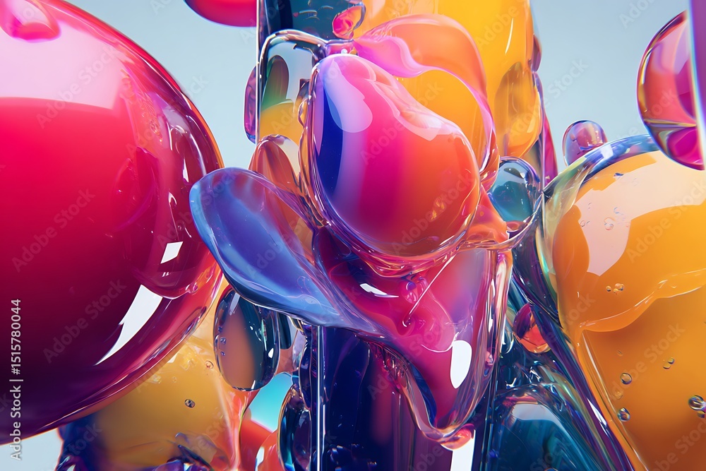 Poster abstract colorful blobs and spheres composition
