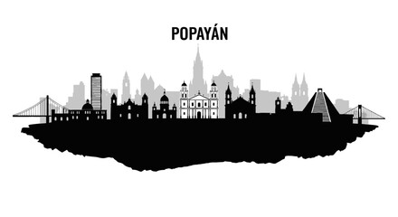 Popayn City Skyline with Colombia, and Vector.