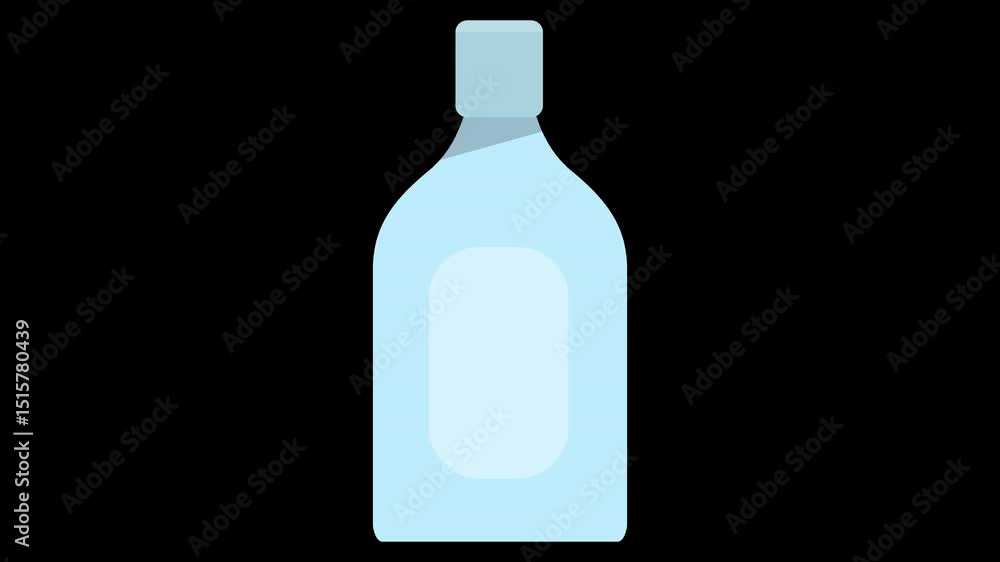 Poster animated bottle of clear liquid: modern design element for various projects on a transparent backgro