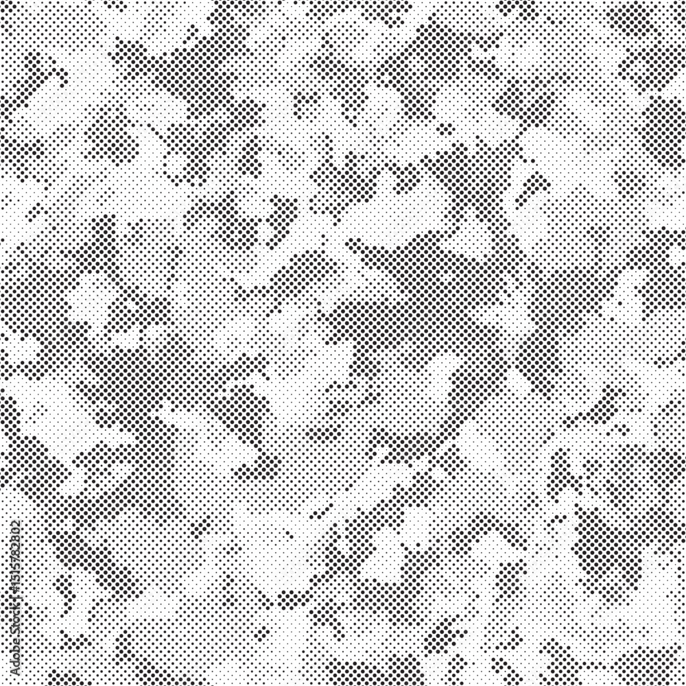 Aufkleber Abstract halftone seamless camouflage pattern. Repeating digital dotted hexagonal camo military texture background. Abstract modern fabric textile ornament. Vector illustration.