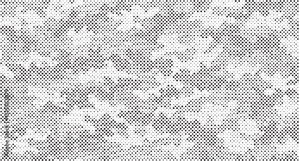 Poster Abstract halftone seamless camouflage pattern. Repeating digital dotted hexagonal camo military texture background. Abstract modern fabric textile ornament. Vector illustration.