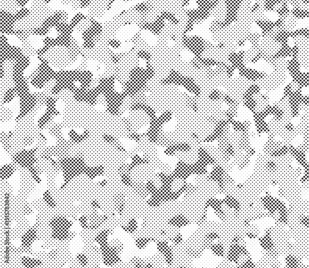 Aufkleber Abstract halftone seamless camouflage pattern. Repeating digital dotted hexagonal camo military texture background. Abstract modern fabric textile ornament. Vector illustration.
