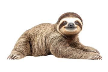 Three toed sloth portrait cute mammal wildlife photography isolated on transparent PNG