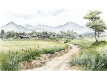 Fototapeta premium Landscape outdoors village nature.