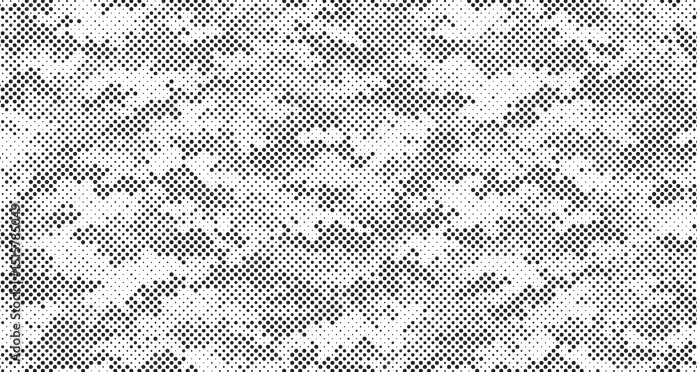 Poster Abstract halftone seamless camouflage pattern. Repeating digital dotted hexagonal camo military texture background. Abstract modern fabric textile ornament. Vector illustration.