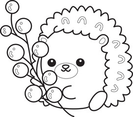 Coloring pages of Sticker of funny hedgehog clip art.