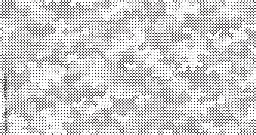 Poster Abstract halftone seamless camouflage pattern. Repeating digital dotted hexagonal camo military texture background. Abstract modern fabric textile ornament. Vector illustration.