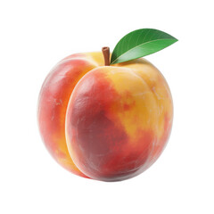Ripe peach with leaf isolated on transparent background
