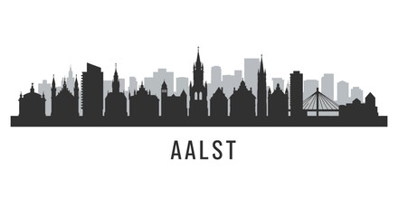 Naklejka premium Aalst Belgium Skyline Silhouette.