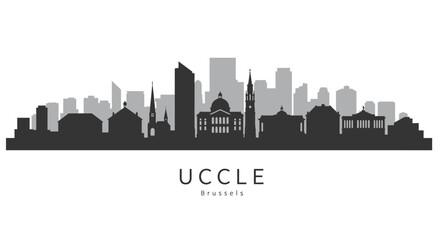 Naklejka premium Uccle Skyline Silhouette Belgium Vector.
