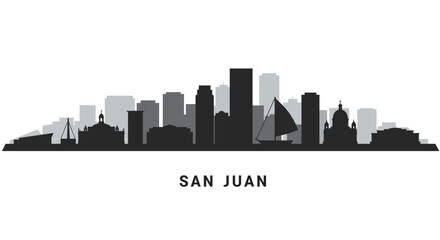 Fototapeta premium San Juan Puerto Rico Skyline Black Silhouette.