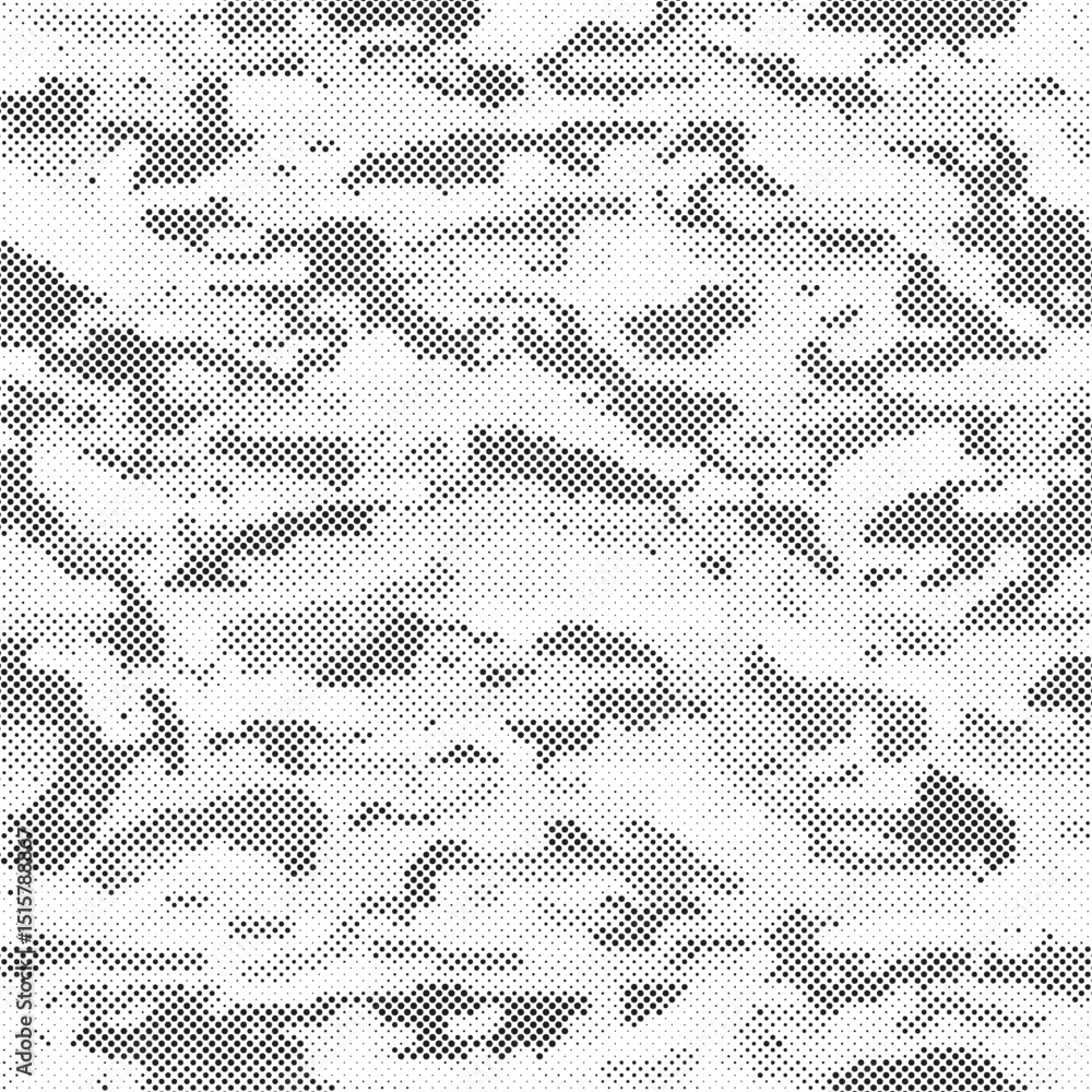 Poster Abstract halftone seamless camouflage pattern. Repeating digital dotted hexagonal camo military texture background. Abstract modern fabric textile ornament. Vector illustration.