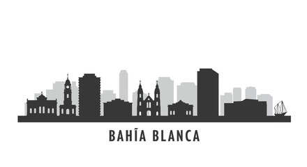 Fototapeta premium Bahia Blanca Argentina Skyline Silhouette Cityscape.