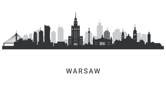 Warsaw Skyline City silhouette vector.