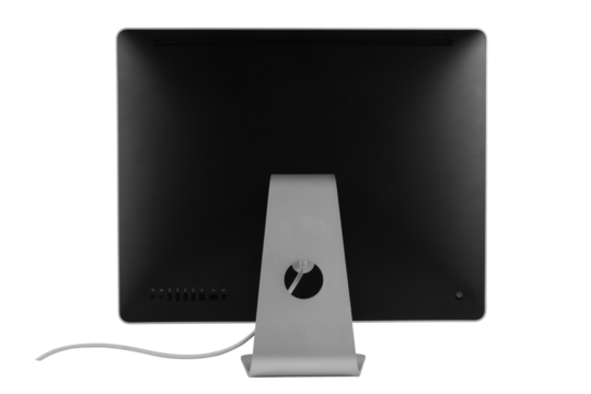 back view of computer display isolated on white background with clipping path..