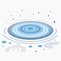 A peaceful vector puddle with ripples and raindrop rings