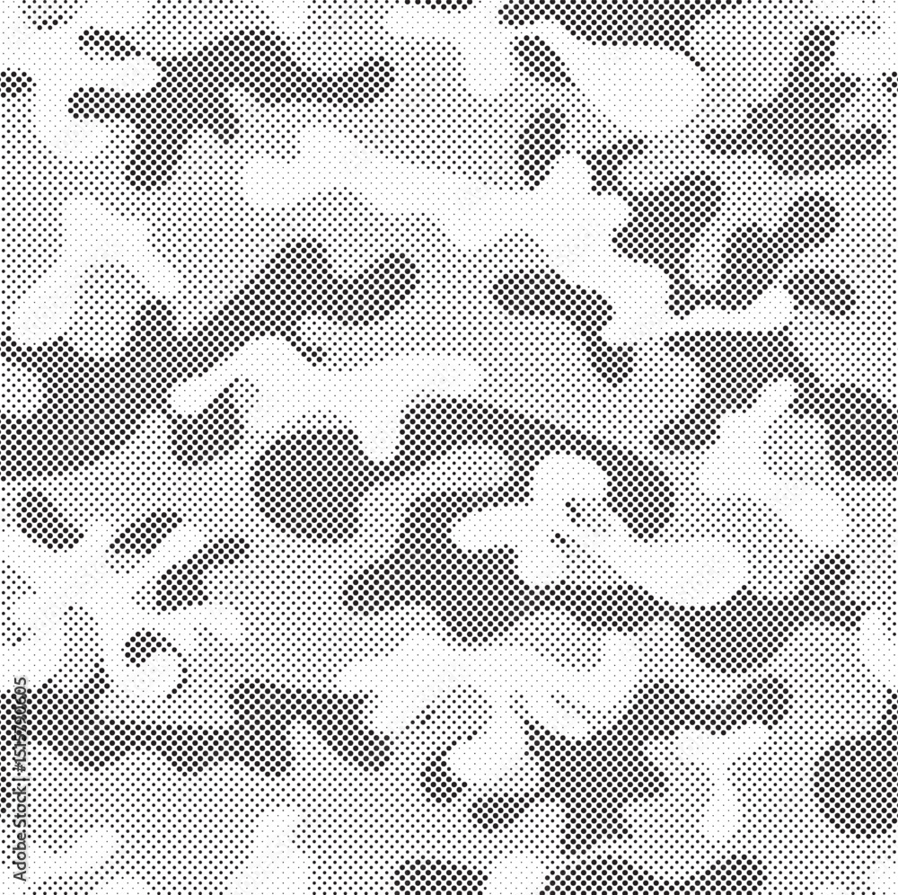 Aufkleber Seamless camouflage pattern. Repeating digital dotted hexagonal camo military texture background. Abstract modern fabric textile ornament. Vector illustration.