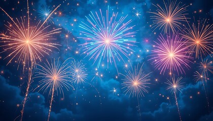 Naklejka premium Explosions of Light: Fireworks at Midnight