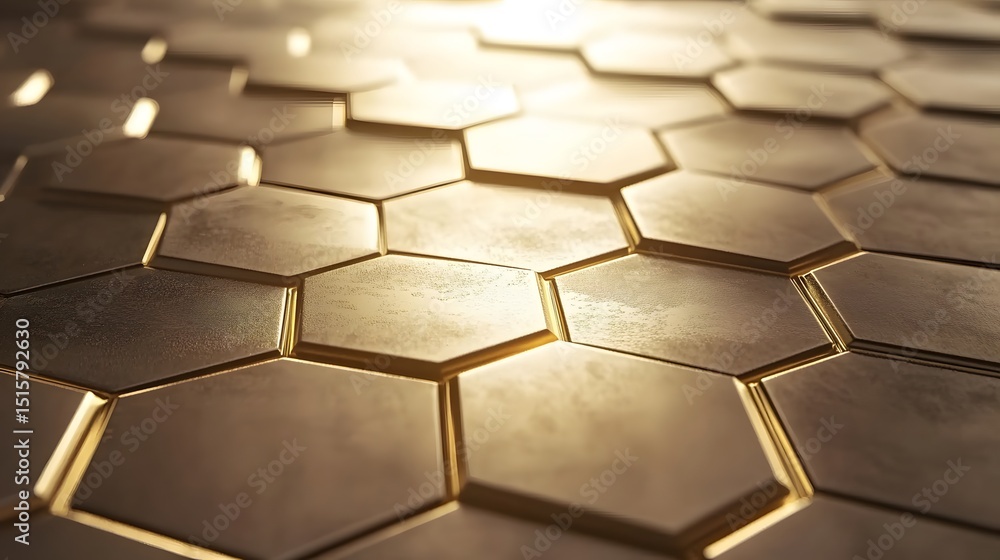 Poster detailed close-up view of a hexagonal geometric pattern.