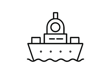 Obraz premium Outline Vector Cargo Ship Illustration Transportation Vessel Ocean Sea Graphic