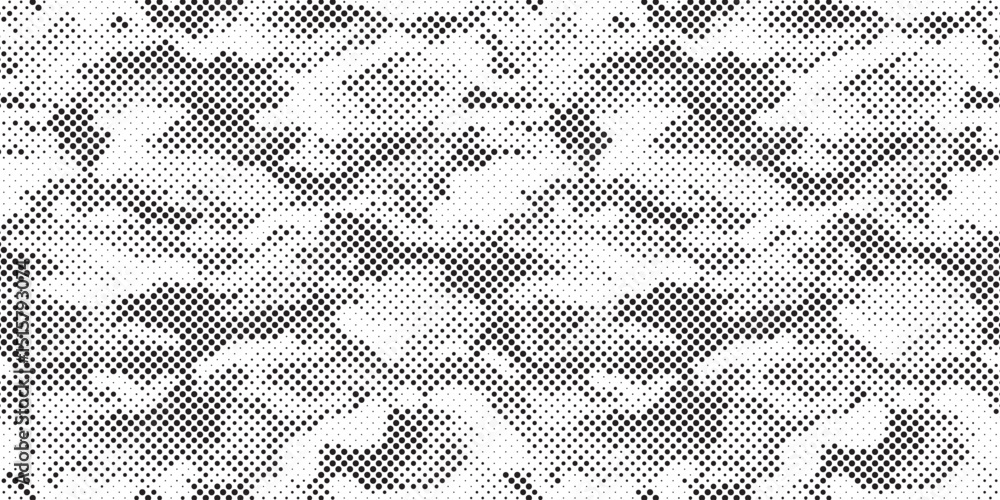 Aufkleber Abstract halftone seamless camouflage pattern. Repeating digital dotted hexagonal camo military texture background. Abstract modern fabric textile ornament. Vector illustration.