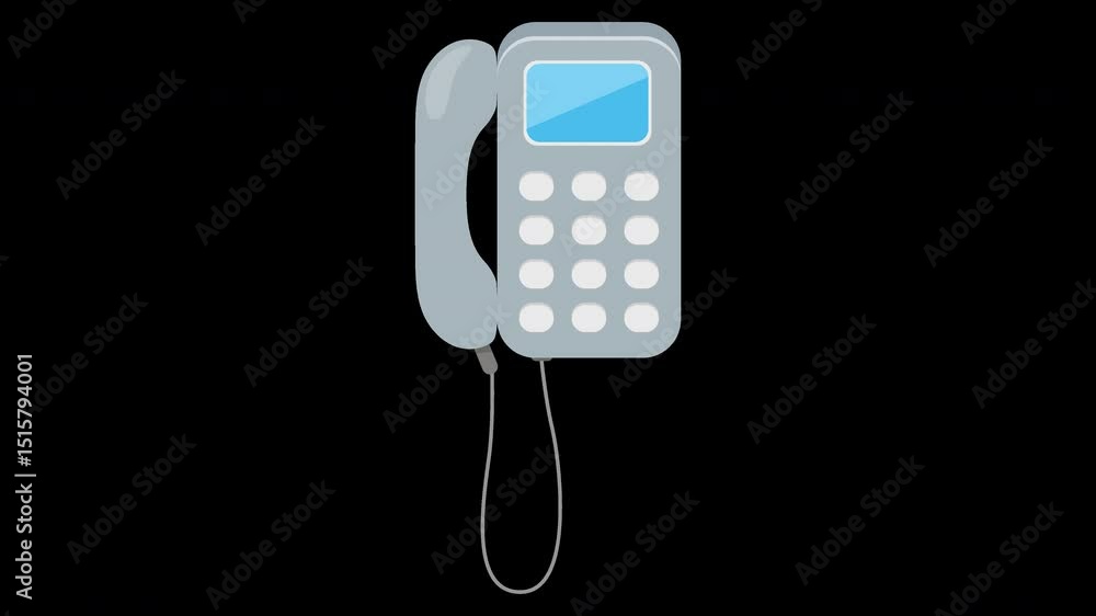 Poster modern corded phone vector animation with buttons on a black background