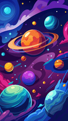 Naklejka premium Cosmic Dreams. A Vibrant Journey Through the Universe