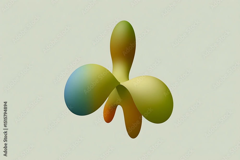 Poster abstract shape with gradient on pale backdrop