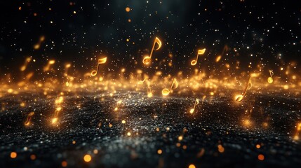 Fototapeta premium Golden Music Notes in a Sparkling Galaxy