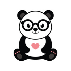 cute panda bear wearing sunglasses vector illustration sitting on white background
