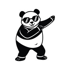 cool panda dabbing pose cartoon vector illustration