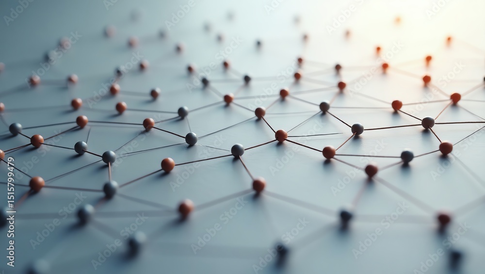 Poster connected nodes and lines abstract network illustrating communication and linkages