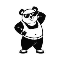 cool panda standing pose with sunglasses vector illustration